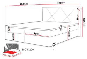 Boxspringbett Fado IV Hellrosa - Breite: 185 cm