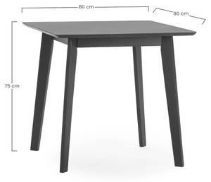 Ensemble table et 4 chaises Nala Noir - Bois massif - 80 x 75 x 80 cm