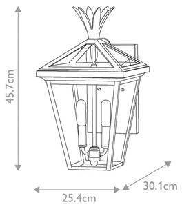 Wandleuchte ALFIE Schwarz - Durchscheinend - 25 x 45 x 30 cm