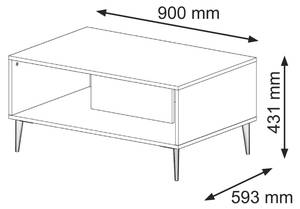 Couchtisch RAVENNA B CT90 Gold - Weiß