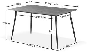 Essgruppe VICKA-LIOR (5-teilig) Marmor Schwarz Dekor - Breite: 120 cm