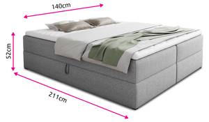 Boxspringbett Base Grau - Breite: 140 cm