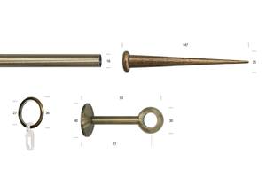 Gardinenstange Esperanca 1 lfg. Messing Matt - Breite: 480 cm