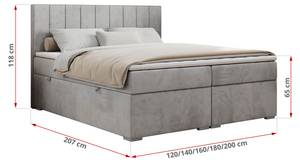 Boxspringbett ALLY Breite: 140 cm - H3 - Textil