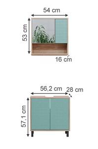 Mobilier de salle de bains Agasta Vert émeraude - Imitation chêne de Sonoma