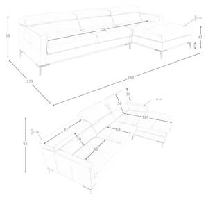 Ecksofa 6201 283 x 92 x 173 cm - Ecke davorstehend rechts