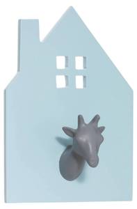 Kinderhaken ANIMAL HOUSE, weiß Blau - Holzwerkstoff - 6 x 18 x 12 cm