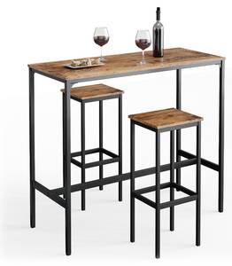 Table de bar Fyrk lot de 2 Noir - Marron - Bois manufacturé - 120 x 105 x 50 cm