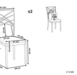 Set mit 2 Stühlen Silber - Weiß