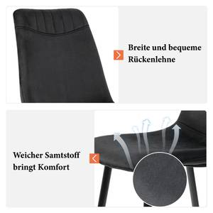 Esszimmerstuhl 4er-Set Vesta Ⅵ Schwarz - Metall - Textil