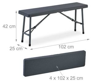 2er Set Bierbank 102 cm Grau - Metall - Kunststoff - 102 x 42 x 25 cm