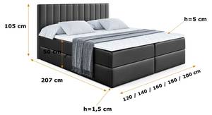 Boxspringbett EDITA Hochglanz Schwarz - Breite: 200 cm - H3