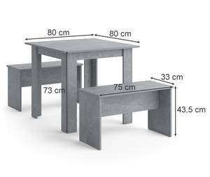 Tischgruppe Sentio 80 cm Beton Beton Dekor - 80 x 80 cm