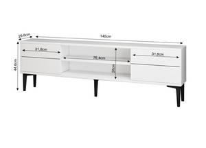 TV Lowboard mit Türen Weiß - Schwarz