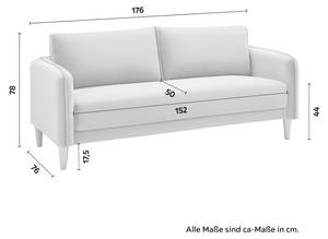 3-Sitzer-Sofa LIVIA Blau - Massivholz - Textil - 176 x 78 x 76 cm