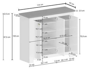 Schuhschrank Dcigarin Glas Weiß