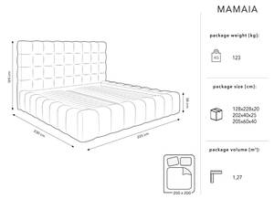 Bett mit Box und Kopfteil MAMAIA Hochglanz Nachtblau