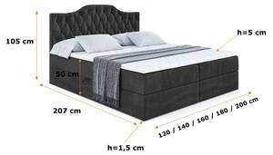 Boxspringbett VILA-1 Schwarz - Breite: 120 cm - H4