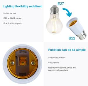 4x B22 auf E27 Lampensockel Adapter Weiß - Kunststoff - 4 x 11 x 14 cm