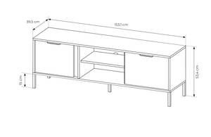 Meuble de télévision LARS RTV153 2D Noir - Doré - Bois manufacturé - Matière plastique - 154 x 54 x 40 cm