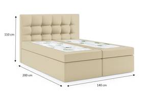 Boxspringbett ARMINO 140 cm MH04 Creme Beige - Holzwerkstoff - 140 x 110 x 200 cm