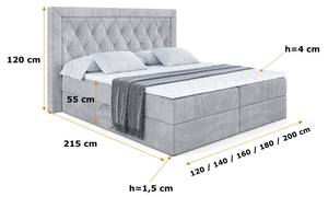 Boxspringbett NOEL Hellgrau - Breite: 160 cm - H4