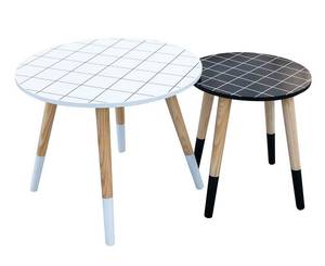 Tables gigognes plateaux à carreaux (Lot Bois manufacturé - 43 x 48 x 43 cm