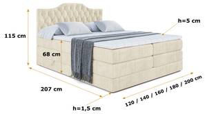 Boxspringbett VILA-1 KING Ecru - Breite: 180 cm