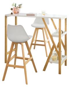 Table Haute Table de Bar FWT56-W Blanc - Bois manufacturé - 122 x 107 x 45 cm