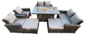 Gartenlounge Set Esstisch I(7er-Set) Grau - Polyrattan - 80 x 70 x 140 cm