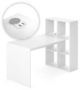 Schreibtisch „Emir“ mit USB-Station Weiß - Holz teilmassiv - 72 x 107 x 144 cm