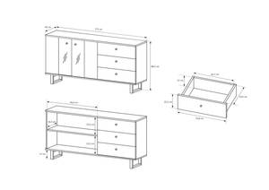 Commode AVIO 2W3S LED Gris - Bois manufacturé - Matière plastique - 89 x 175 x 40 cm