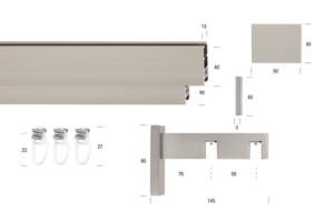 Gardinenstange Flat 2 lfg. Grau - Breite: 260 cm