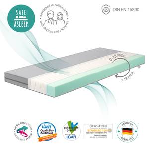 Stubenbettmatratze Air Balance Premium Grau - Textil - 70 x 9 x 140 cm