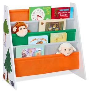 Bücherregal Kinder Waldtiere Grün - Orange - Weiß - Holzwerkstoff - Metall - Textil - 63 x 60 x 28 cm