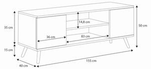 Tv lowboard FOCUS RTV155 2D Eiche - Weiß