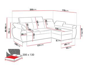 Ecksofa Boston Mini Premium Cord Granit - Ecke davorstehend links