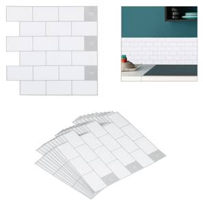 Subway Fliesenaufkleber 10er Set Weiß - Papier - Kunststoff - 31 x 31 x 1 cm