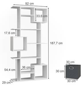 Raumteiler Cube Weiß - Holzwerkstoff - 92 x 187 x 29 cm