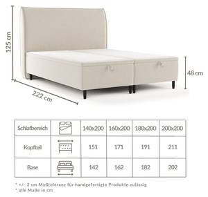 Polsterbett Pearl Braun - Breite: 200 cm