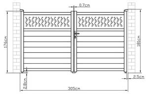 Flügeltor BAZIO Tiefe: 300 cm