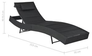 Sonnenliege 296767 Schwarz - Kunststoff - Polyrattan - 70 x 92 x 213 cm