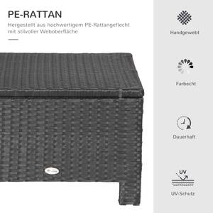 Fußstütze 841-002V02BK Schwarz - Weiß - Polyrattan - 50 x 35 x 50 cm