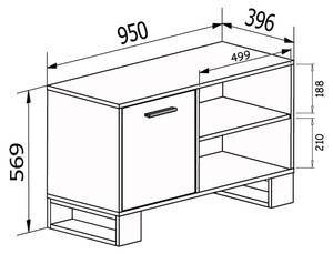 Möbel TV100 LOFT farbe Eiche Rustikal Braun - Holzwerkstoff - 40 x 57 x 95 cm