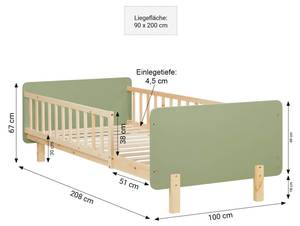Kinderbett 2605 Braun - Grün - Mit Kopfteil - Mit Lattenrost