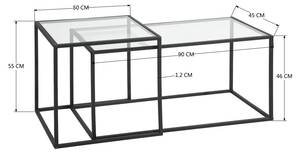 Table basse scandinave transparant verre Verre - Métal - 45 x 50 x 90 cm