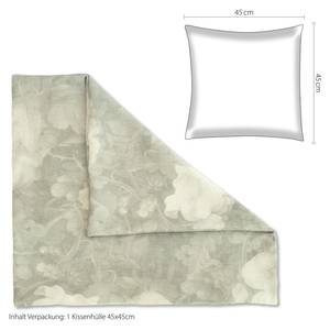 Kissenbezug beige-creme Floral Silber - Textil - 45 x 45 x 45 cm