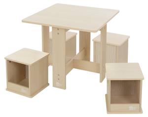 Kindermöbel multifunktional 4er Set Beige - Grün - Holzwerkstoff - 60 x 110 x 110 cm