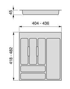 Besteckfach Optima für Grau - Kunststoff - 52 x 5 x 45 cm