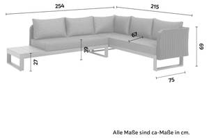 Loungegarnitur ELISAVETA 3-teilig Schwarz - Grau - Metall - Kunststoff - Textil - 254 x 69 x 215 cm